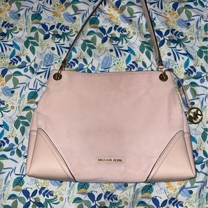MK suede baby pink shoulder bag